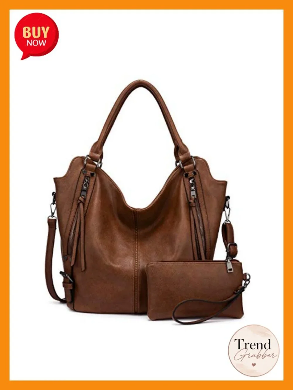PU Leather Large Hobo Tote Shoulder Bag Adjustable Strap